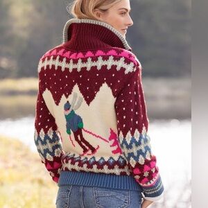 Sundance Starlit Slopes Ski Sweater Cardigan Après Ski Fair Isle Boho Zip Up